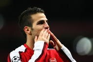 LONDON, ENGLAND - NOVEMBER 04: Cesc Fabregas of Arsenal celebrates scoring his second and the teams the third goal of the game during the UEFA Champions League Group H match between Arsenal and AZ Alkmaar at the Emirates Stadium on November 4, 2009 in London, England. (Photo by Phil Cole/Getty Images)