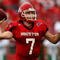 HOUSTON - NOVEMBER 17:  Quarterback Case Keenum #7 of the Houston Cougars throws a pass against the Marshall Thundering Herd at Robertson Stadium November 17, 2007 in Houston, Texas. Houston won 35-28.  (Photo by Stephen Dunn/Getty Images)