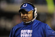 JACKSONVILLE, FL - DECEMBER 17:  Head coach Jim Caldwell of the Indianapolis Colts coaches against the Jacksonville Jaguars at Jacksonville Municipal Stadium on December 17, 2009 in Jacksonville, Florida.  (Photo by Sam Greenwood/Getty Images)