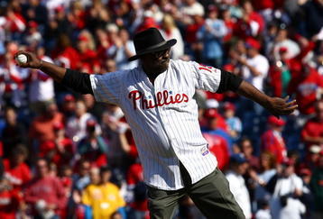 PHILADELPHIA - OCTOBER 07:  Dick Allen, former player for the Philadelphia Phillies throws out the ceremonial first pitch prior to Game One of the NLDS between the Philadelphia Phillies and the Colorado Rockies during the 2009 MLB Playoffs at Citizens Bank Park on October 7, 2009 in Philadelphia, Pennsylvania.  (Photo by Chris McGrath/Getty Images)
