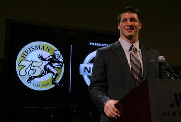 NEW YORK - DECEMBER 12: Quarterback Tim Tebow #15 of the Florida Gators speaks to the media during a press conference following the 75th Heisman Trophy announcement at the Marriott Marquis on December 12, 2009 in New York City.  (Photo by Chris Trotman/Getty Images)