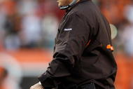 CINCINNATI - NOVEMBER 29: Eric Mangini the Head Coach of the Cleveland Browns walks on the field during the NFL game against the Cincinnati Bengals at Paul Brown Stadium on November 29, 2009 in Cincinnati, Ohio. (Photo by Andy Lyons/Getty Images)