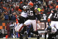 CLEVELAND - JANUARY 03:  Joshua Cribbs #16 of the Cleveland Browns celebrates after scoring a touchdown against the Jacksonville Jaguars at Cleveland Browns Stadium on January 3, 2010 in Cleveland, Ohio.  (Photo by Matt Sullivan/Getty Images)