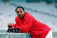 ANAHEIM, CA - OCTOBER 18: Vladimir Guerrero #27 of the Los Angeles Angels of Anaheim looks on during an off-day workout part of the ALCS during the 2009 MLB Playoffs at Angel Stadium of Anaheim on October 18, 2009 in Anaheim, California. (Photo by Jeff Gross/Getty Images)