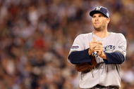 NEW YORK - JULY 15: National League All-Star starting pitcher Ben Sheets #15 of Milwaukee Brewers looks on during the 79th MLB All-Star Game at Yankee Stadium on July 15, 2008 in the Bronx borough of New York City. (Photo by Nick Laham/Getty Images)