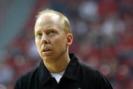 LAS VEGAS - NOVEMBER 29:  Cincinnati head coach Mick Cronin checks the scoreboard as his team takes on UNLV during the Global Sports Classic tournament at the Thomas & Mack Center November 29, 2008 in Las Vegas, Nevada. Cincinnati won 67-65.  (Photo by Ethan Miller/Getty Images)