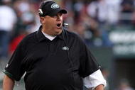 EAST RUTHERFORD, NJ - NOVEMBER 15:  Head coach Rex Ryan of the New York Jets shouts from the sidelines against the Jacksonville Jaguars on November 15, 2009 at Giants Stadium in East Rutherford, New Jersey. Jacksonville defeated the Jets 24-22.  (Photo by Jim McIsaac/Getty Images)