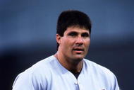 29 Apr 2000: Outfielder Jose Conseco #33 of the Tampa Devil Rays takes part in batting practice prior to their contest against the Anaheim Angels at Edison Field in Anaheim, California.