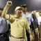CLEMSON, SC - SEPTEMBER 11:  Head coach Chan Gailey of the Georgia Tech Yellow Jackets celebrates as he leaves the field after his team's last-second 28-24 win over the Clemson University Tigers during an Atlantic Coast Conference game on September 11, 2004, at Clemson Memorial Stadium in Clemson, South Carolina. (Photo By Grant Halverson/Getty Images)