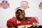 PASADENA, CA - JANUARY 07:  Defensive lineman Marcell Dareus #57 of the Alabama Crimson Tide speaks during a press conference after winning the Citi BCS National Championship game over the Texas Longhorns at the Rose Bowl on January 7, 2010 in Pasadena, California. The Crimson Tide defeated the Longhorns 37-21.  (Photo by Kevork Djansezian/Getty Images)