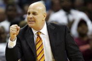 CHARLOTTE, NC - MARCH 14: Head coach Seth Greenberg of the Virginia Tech Hokies reacts against the Miami Hurricanes during day two of the 2008 Men's ACC Basketball Tournament at Bobcats Arena on March 14, 2008 in Charlotte, North Carolina. (Photo by Streeter Lecka/Getty Images)