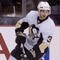 VANCOUVER, CANADA - JANUARY 16: Alex Goligoski #3 of the Pittsburgh Penguins looks for a pass during the team warm-up prior to NHL action against the Vancouver Canucks on January 16, 2010 at General Motors Place in Vancouver, British Columbia, Canada.  (Photo by Rich Lam/Getty Images)
