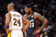 LOS ANGELES, CA - DECEMBER 25:   LeBron James #23 of the Cleveland Cavaliers looks on during the game against the Los Angeles Lakers at Staples Center on December 25, 2009 in Los Angeles, California. NOTE TO USER: User expressly acknowledges and agrees that, by downloading and or using this photograph, User is consenting to the terms and conditions of the Getty Images License Agreement.  (Photo by Lisa Blumenfeld/Getty Images)