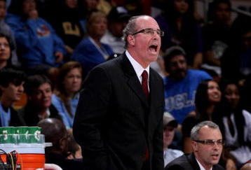 WESTWOOD, CA - JANUARY 16: Head coach Kevin O'Neill of the USC Trojans shouts intsructions in the game against the UCLA Bruins on January 16, 2010 at Pauley Pavillion in Westwood, California.   USC won 67-46.  (Photo by Stephen Dunn/Getty Images)