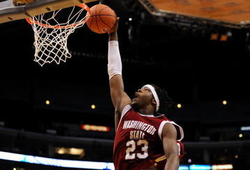 LOS ANGELES, CA - MARCH 12:  Forward DeAngelo Casto #23 of the Washington State Cougars goes up for a dunk against the UCLA Bruins in the Pacific Life Pac-10 Men's Basketball Tournament at the Staples Center on March 12, 2009 in Los Angeles, California.  (Photo by Harry How/Getty Images)