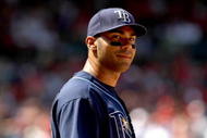 ANAHEIM, CA - AUGUST 12:  Carlos Pena  #23 of the Tampa Bay Rays looks on in the game with the Los Angeles Angels of Anaheim on August 12, 2009 at Angel Stadium in Anaheim, California.  The Angels won 10-5.  (Photo by Stephen Dunn/Getty Images)