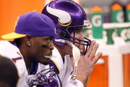NEW ORLEANS - JANUARY 24:  Brett Favre #4 of the Minnesota Vikings sits on the bench towards the end of the game against the New Orleans Saints during the NFC Championship Game at the Louisiana Superdome on January 24, 2010 in New Orleans, Louisiana.  (Photo by Ronald Martinez/Getty Images)