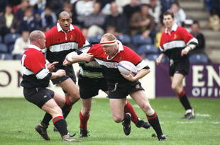 9 May 1998:  Chris Docherty of Glasgow Hawks charges forward during the Tennents Velvet Cup final against Kelso at Murrayfield in Edinburgh, Scotland. Glasgow Hawks won the match 36-14. \ Mandatory Credit: Craig  Prentis/Allsport
