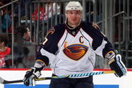 NEWARK, NJ - DECEMBER 28: Ilya Kovalchuk #17 of the Atlanta Thrashers skates against the New Jersey Devils at the Prudential Center on December 28, 2009 in Newark, New Jersey. The Devils defeated the Thrashers 3-2. (Photo by Jim McIsaac/Getty Images)