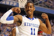 LEXINGTON, KY - JANUARY 23:  John Wall #11 of the Kentucky Wildcats celebrates during the SEC game against the Arkansas Razorbacks on January 23, 2010 at Rupp Arena in Lexington, Kentucky. Kentucky won 101-70.  (Photo by Andy Lyons/Getty Images)