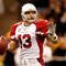 NEW ORLEANS - JANUARY 16:  Quarterback Kurt Warner #13 of the Arizona Cardinals looks to pass against the New Orleans Saints during the NFC Divisional Playoff Game at Louisana Superdome on January 16, 2010 in New Orleans, Louisiana. The Saints won 45-14.  (Photo by Ronald Martinez/Getty Images)