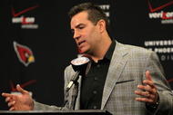 TEMPE, AZ - JANUARY 29: Quarterback Kurt Warner of the Arizona Cardinals announces his retirement from football during a press conference at the team's training center auditorium on January 29, 2010 in Tempe, Arizona. (Photo by Christian Petersen/Getty Images)