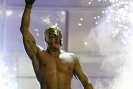 LAS VEGAS - DECEMBER 2: (U.S. TABLOIDS OUT) WWE wrestler Rey Mysterio walks on stage during the '1st Annual Video Game Awards' at the MGM Grand Garden Arena December 2, 2003 in Las Vegas, Nevada. The show premieres on Spike T.V. Thursday, December 4 at 9:00PM ET/PT. (Photo by Frank Micelotta/Getty Images)