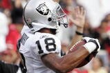 SAN FRANCISCO - AUGUST 22:  Oakland Raiders wide receiver Louis Murphy #18 raises celebrates after making a touchdown in the 2nd quarter as the San Francisco 49ers host the Oakland Raiders at Candlestick Park August 22, 2009 in San Francisco, California.  (Photo by David Paul Morris/Getty Images)