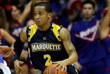 ROSEMONT, IL - JANUARY 20: Maurice Acker #2 of the Marquette Golden Eagles drives up the court against the DePaul Blue Demons at the Allstate Arena on January 20, 2010 in Rosemont, Illinois. DePaul defeated Marquette 51-50. (Photo by Jonathan Daniel/Getty Images)