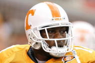 KNOXVILLE, TN - SEPTEMBER 12: Eric Berry #14 of the Tennessee Volunteers looks on against the UCLA Bruins on September 12, 2009 at Neyland Stadium in Knoxville, Tennessee. UCLA beat Tennessee 19-15. (Photo by Joe Murphy/Getty Images)