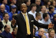 LAWRENCE, KS - JANUARY 25: Head coach Mike Anderson of the Missouri Tigers reacts during the game against the Kansas Jayhawks on January 25, 2010 at Allen Fieldhouse in Lawrence, Kansas.  (Photo by Jamie Squire/Getty Images)