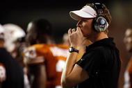 AUSTIN, TX - SEPTEMBER 19: Assistant coach Major Applewhite of the Texas Longhorns at Darrell K Royal-Texas Memorial Stadium on September 19, 2009 in Austin, Texas. (Photo by Ronald Martinez/Getty Images)