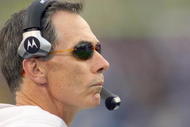 ORCHARD PARK, NY - SEPTEMBER 27: Dick Jauron, head coach of the Buffalo Bills stands on the sidelines against the New Orleans Saints at Ralph Wilson Stadium on September 27, 2009 in Orchard Park, New York. (Photo by Rick Stewart/Getty Images)