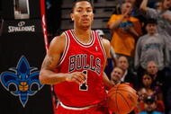 NEW ORLEANS - JANUARY 29:  Derrick Rose #1 of the Chicago Bulls drives the ball against the New Orleans Hornets at the New Orleans Arena on January 29, 2010 in New Orleans, Louisiana.   NOTE TO USER: User expressly acknowledges and agrees that, by downloading and/or using this Photograph, User is consenting to the terms and conditions of the Getty Images License Agreement.  (Photo by Chris Graythen/Getty Images)