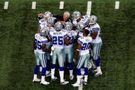 ARLINGTON, TX - NOVEMBER 01: Head coach Wade Phillips of the Dallas Cowboys with his team at Cowboys Stadium on November 1, 2009 in Arlington, Texas. (Photo by Ronald Martinez/Getty Images)