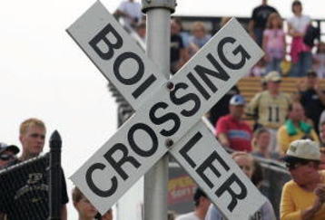 WEST LAFAYETTE, IN - SEPTEMBER 20:  A detail shot of a Boiler Crossing sign before a game against the Central Michigan Chippewas and the Purdue Boilermakers at Ross-Ade Stadium on September 20, 2008 in West Lafayette, Indiana.  (Photo by Ronald Martinez/Getty Images)