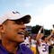 ATHENS, GA - OCTOBER 03: Head coach Les Miles of the Louisiana State University Tigers celebrates after their 20-13 win over the Georgia Bulldogs at Sanford Stadium on October 3, 2009 in Athens, Georgia. (Photo by Kevin C. Cox/Getty Images)