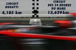 LE MANS, FRANCE - JUNE 14:  Kolles Audi R10 drives along the finish straight during the 77th running of the Le Mans 24 Hour race at the Circuit des 24 Heures du Mans on June 14, 2009 in Le Mans, France.  (Photo by Ker Robertson/Getty Images)