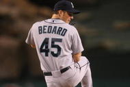 ANAHEIM, CA - APRIL 24: Erik Bedard #45 of the Seattle Mariners throws a pitch against the Los Angeles Angels of Anaheim on April 24, 2009 at Angel Stadium in Anaheim, California. The Mariners won 8-3. (Photo by Stephen Dunn/Getty Images)