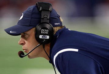 ARLINGTON, TX - SEPTEMBER 05:  Head coach Bronco Mendenhall of the Brigham Young Cougars at Cowboys Stadium on September 5, 2009 in Arlington, Texas.  (Photo by Ronald Martinez/Getty Images)