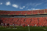 CLEMSON, SC - NOVEMBER 21:  Field level general view during the Clemson Tigers game against the Virginia Cavaliers at Memorial Stadium on November 21, 2009 in Clemson, South Carolina. (Photo by Streeter Lecka/Getty Images)