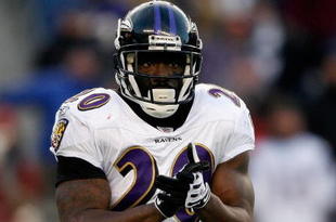 FOXBORO, MA - JANUARY 10:  Ed Reed #20 of the Baltimore Ravens looks on against the New England Patriots during the 2010 AFC wild-card playoff game at Gillette Stadium on January 10, 2010 in Foxboro, Massachusetts. The Ravens won 33-14.  (Photo by Elsa/Getty Images)
