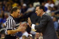 KANSAS CITY, MO - NOVEMBER 24:  Head coach Jamie Dixon of the Pittsburgh Panthers argues with a referee during the CBE Classic championship game against the Texas Longhorns on November 24, 2009 at Sprint Center in Kansas City, Missouri.  (Photo by Jamie Squire/Getty Images)