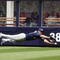 NEW YORK - APRIL 19: Grady Sizemore #24 of the Cleveland Indians dives for a ball hit by Derek Jeter #2 of the New York Yankees at Yankee Stadium on April 19, 2009 in the Bronx borough of New York City. (Photo by Ezra Shaw/Getty Images)