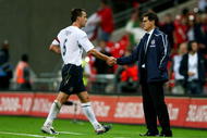 LONDON - AUGUST 20:  England captain John Terry greets England manager Fabio Capello after the international friendly match between England and the Czech Republic at Wembley Stadium on August 20, 2008 in London, England.  (Photo by Phil Cole/Getty Images)