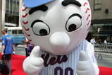NEW YORK - JULY 15:  'Mr. Met' the New York Mets mascot poses during the MLB All-Star Game Red Carpet Parade on July 15, 2008 in New York City.  (Photo by Mike Stobe/Getty Images)