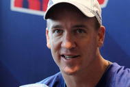 MIAMI GARDENS, FL - FEBRUARY 02:  Peyton Manning #18 of the Indianapolis Colts speaks to members of the media during Super Bowl XLIV Media Day at Sun Life Stadium on February 2, 2010 in Miami Gardens, Florida.  (Photo by Scott Halleran/Getty Images)