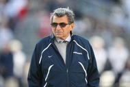 STATE COLLEGE, PA - NOVEMBER 7: Head coach Joe Paterno of the Penn State Nittany Lions watches warm-ups before a game against the Ohio State Buckeyes on November 7, 2009 at Beaver Stadium in State College, Pennsylvania. Ohio State won 24-7. (Photo by Hunter Martin/Getty Images)