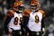 EAST RUTHERFORD, NJ - JANUARY 03:  Quarterback Carson Palmer #9 of the Cincinnati Bengals talks with teammate Chad Ochocinco #85 during the game against the New York Jets at Giants Stadium on January 3, 2010 in East Rutherford, New Jersey.  (Photo by Jeff Zelevansky/Getty Images)