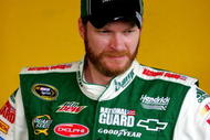 DAYTONA BEACH, FL - FEBRUARY 05: Dale Earnhardt Jr., driver of the #88 AMP Energy Chevrolet, stands in the garage during practice for the NASCAR Sprint Cup Series Daytona 500 at Daytona International Speedway on February 5, 2010 in Daytona Beach, Florida. (Photo by Jerry Markland/Getty Images for NASCAR)